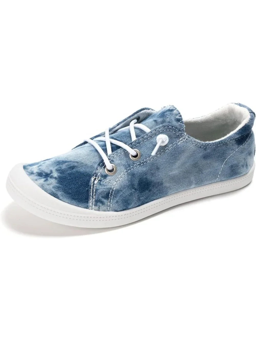 Women's Washed Denim Comfortable Lace-Up Flat Breathable Walking Casual Sneakers